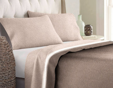 Set lenzuola in Flanella con Trattamento Antipilling - Micromaculato Beige